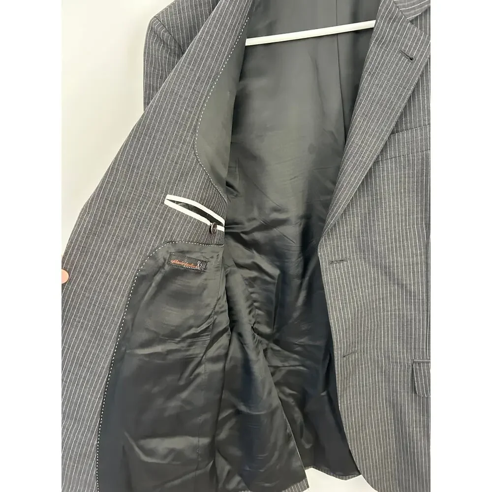 Ermenegildo Zegna Gray Pin Stripe Suit Jacket Blazer 48R - Italian Made